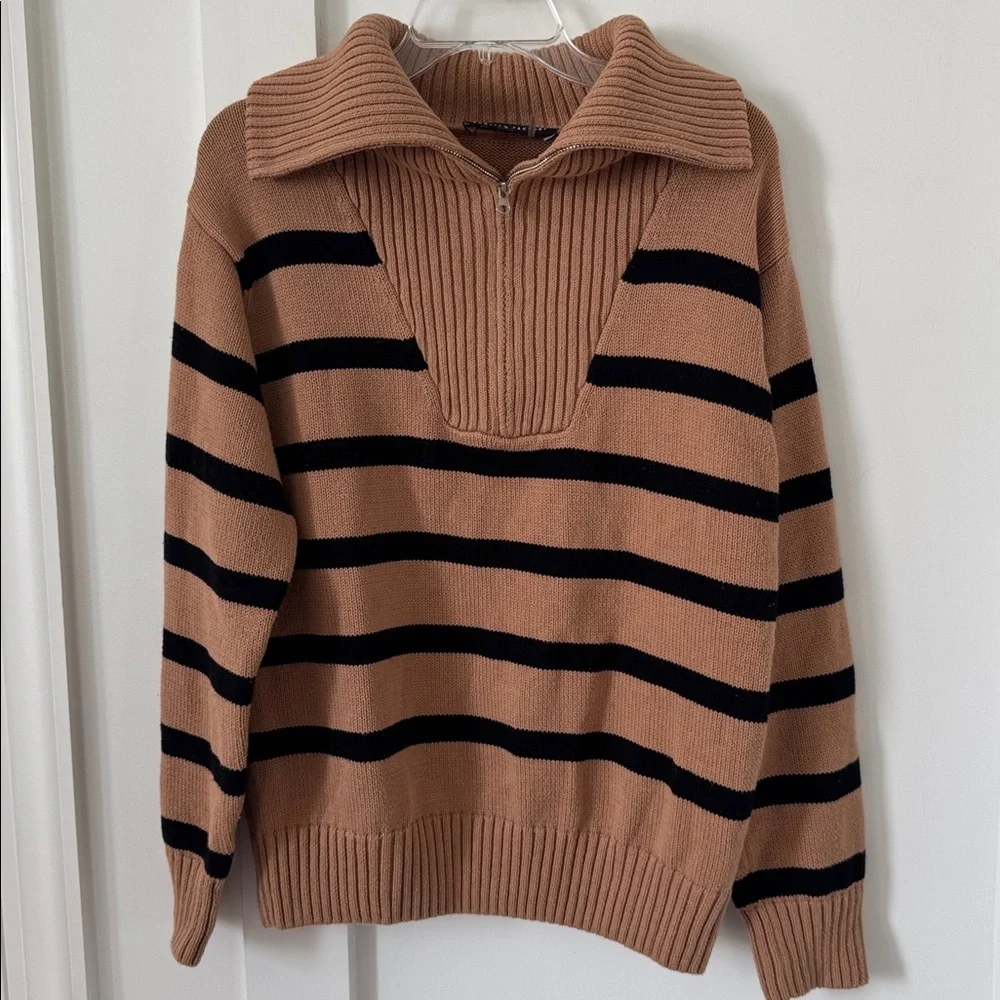 Tuckernuck English Factory Striped Knitted Half Zip Up Sweater Size S